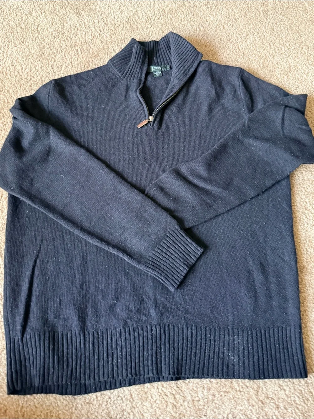 Men's Jcrew 100 lambswoolBlack Quarter-Zip Sweater Sz l